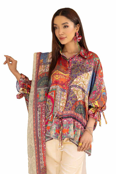 Gul Ahmed 3PC Unstitched Printed Silk Suit S-42001