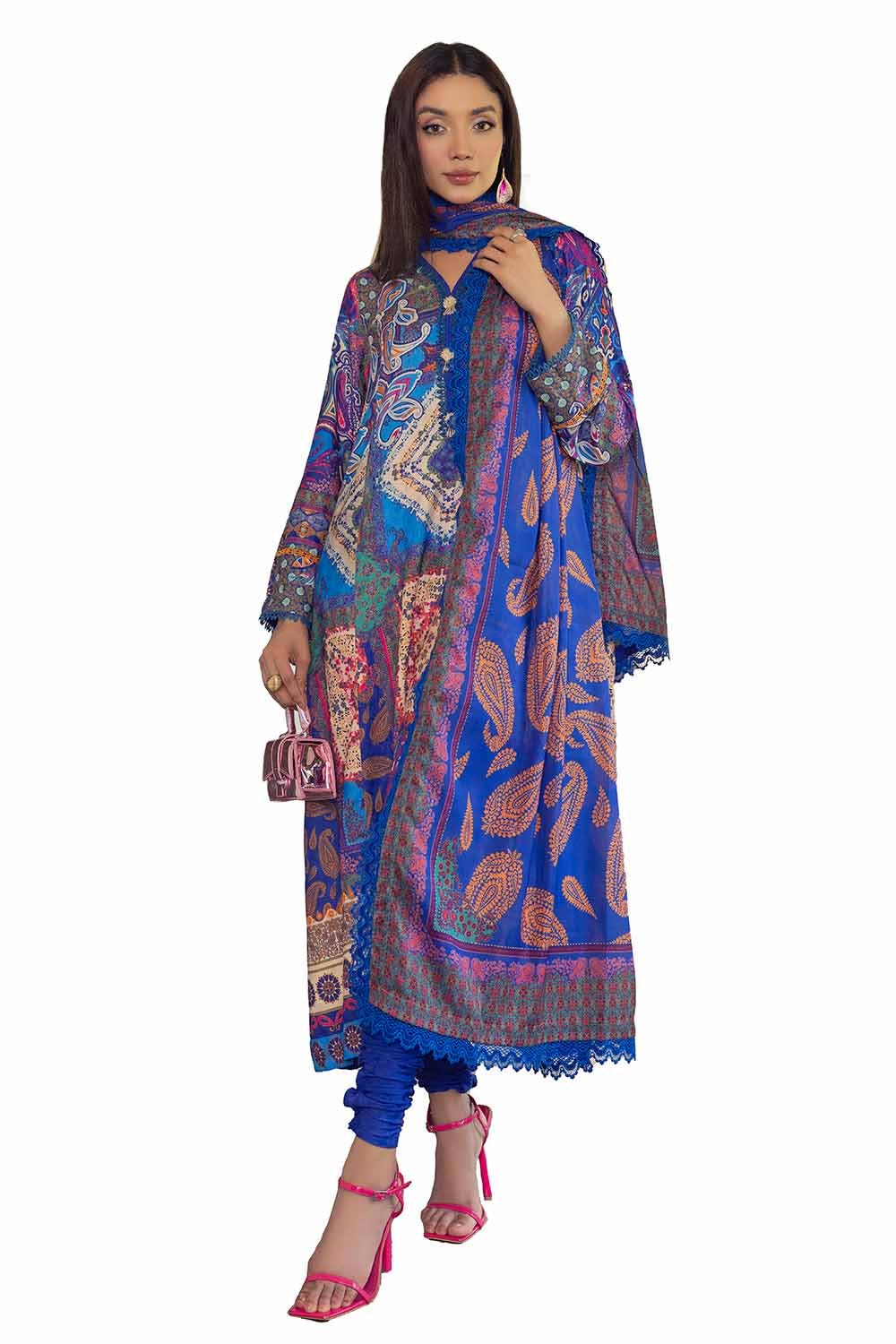 Gul Ahmed 3PC Unstitched Printed Jacquard Silk Suit S-42002