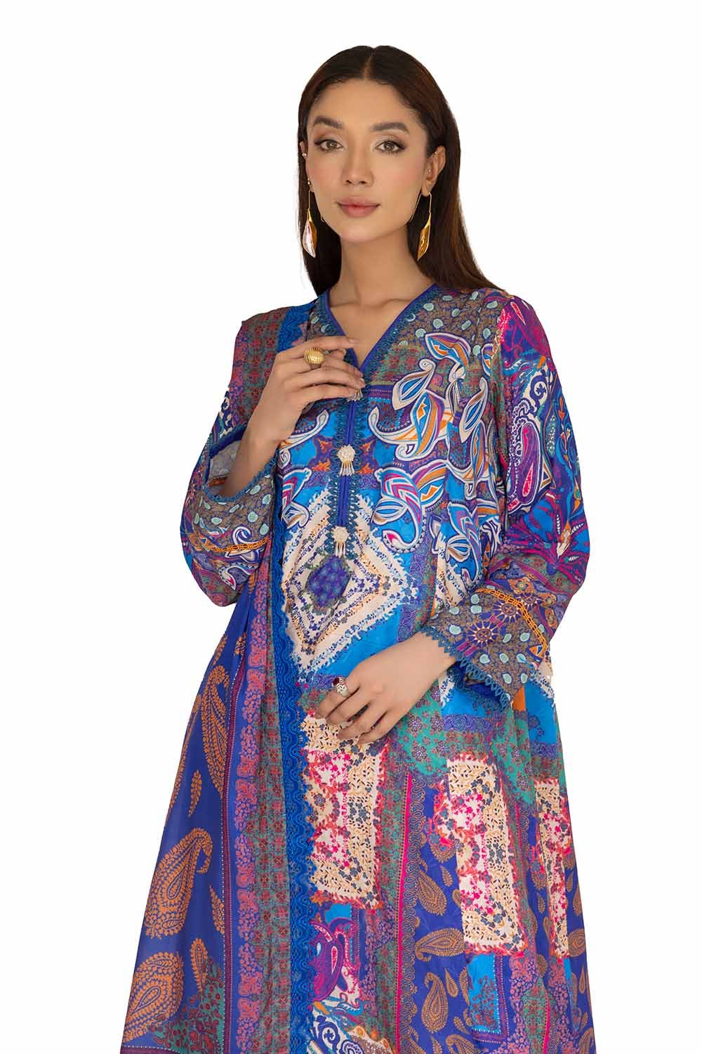 Gul Ahmed 3PC Unstitched Printed Jacquard Silk Suit S-42002