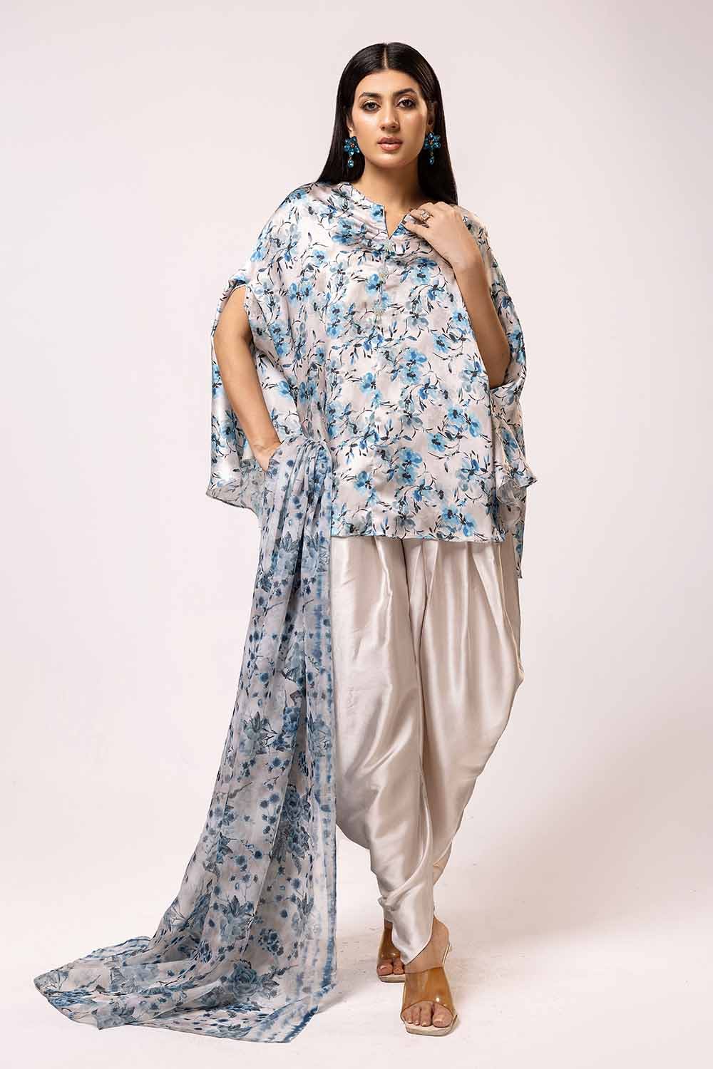 Gul Ahmed 3PC Unstitched Printed Silk Suit S-42007