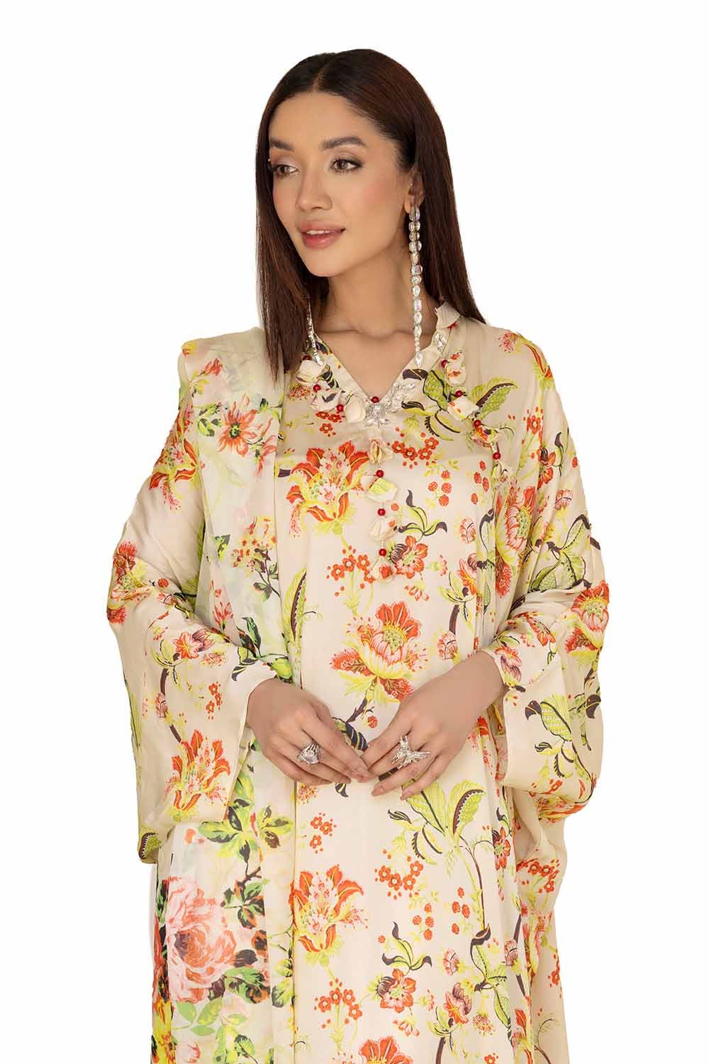 Gul Ahmed 3PC Unstitched Printed Silk Suit S-42012