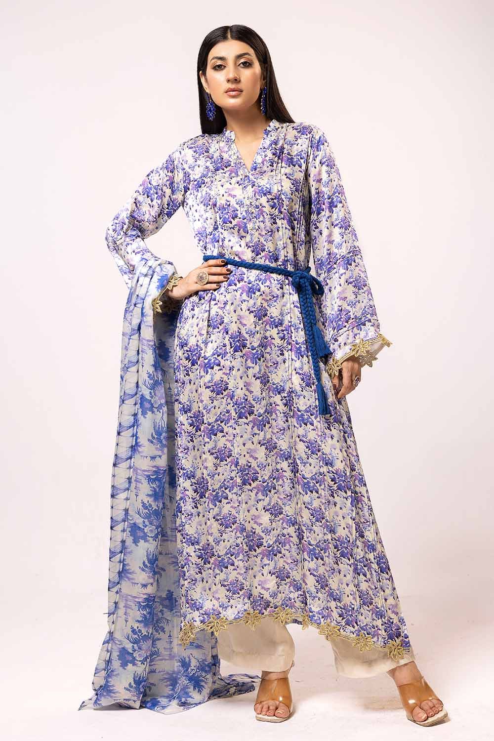 Gul Ahmed 3PC Unstitched Printed Silk Suit S-42013