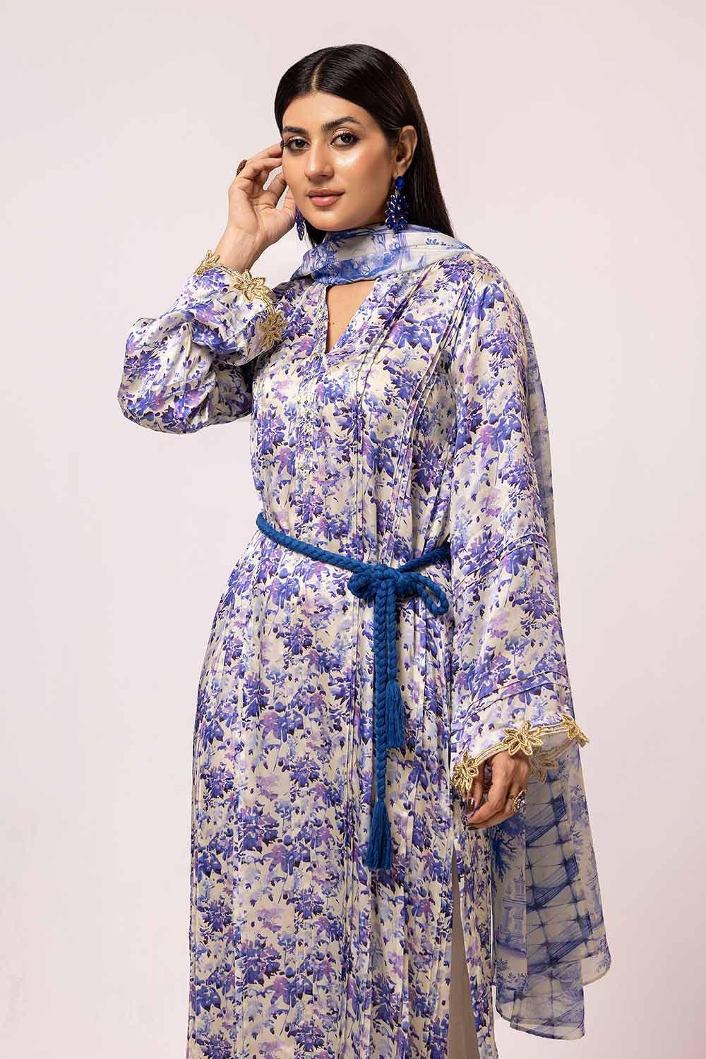 Gul Ahmed 3PC Unstitched Printed Silk Suit S-42013