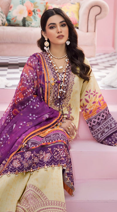 Anaya By Kiran Chaudhry 3 Piece Unstitched Embroidered Suit - SANJANA