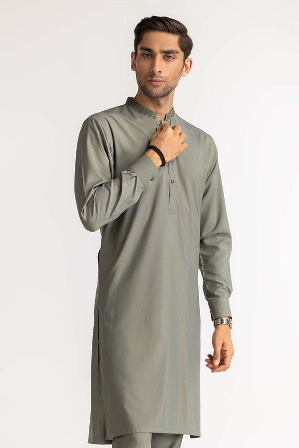 Gul Ahmed Ready to Wear Men's Green Basic Suit SK-E24-001
