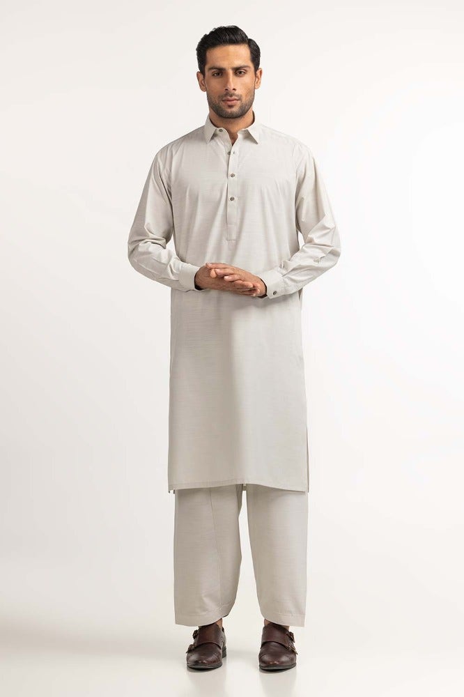 Gul Ahmed Ready to Wear Men's Grey Basic Suit SK-P24-004