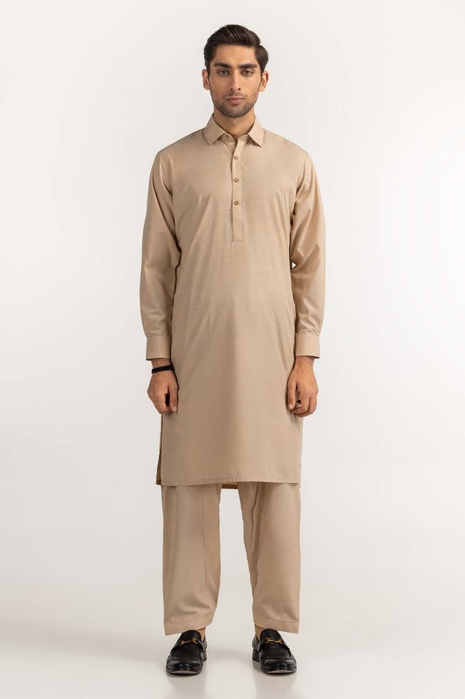 Gul Ahmed Ready to Wear Men's Golden Sand Basic Suit SK-P24-006