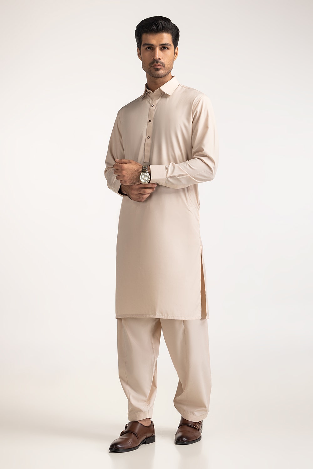 Gul Ahmed Ready to Wear Beige Basic Suit SK-P24-055