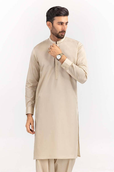 Gul Ahmed Ready to Wear Beige Basic Styling Shalwar Kameez Suit SK-S22-075