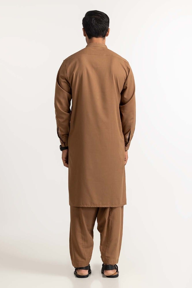 Gul Ahmed Ready to Wear Caramel Brown Basic Suit SK-S23-022