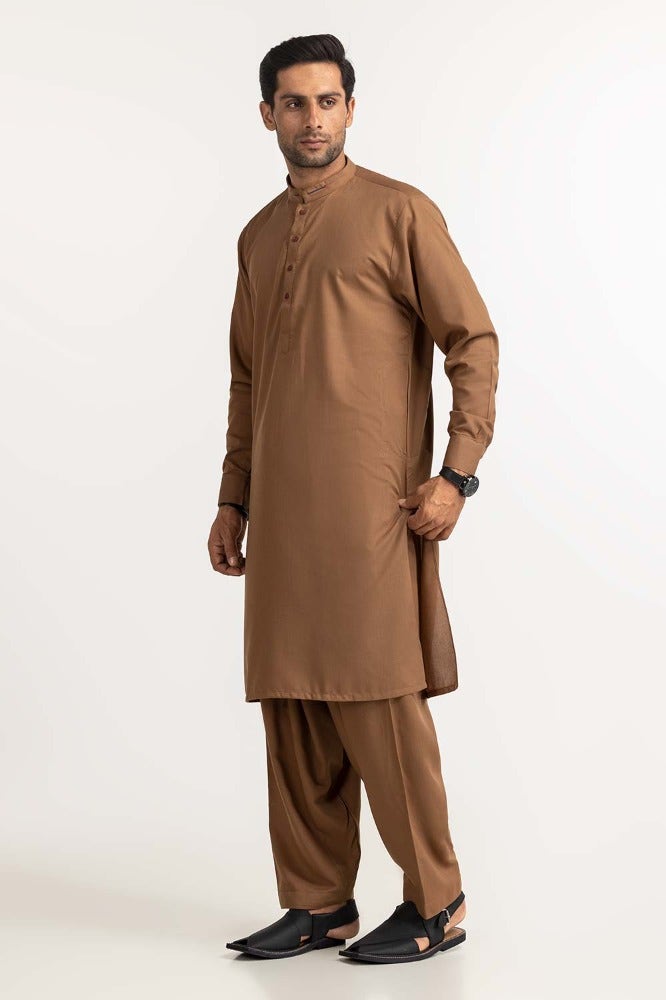 Gul Ahmed Ready to Wear Caramel Brown Basic Suit SK-S23-022