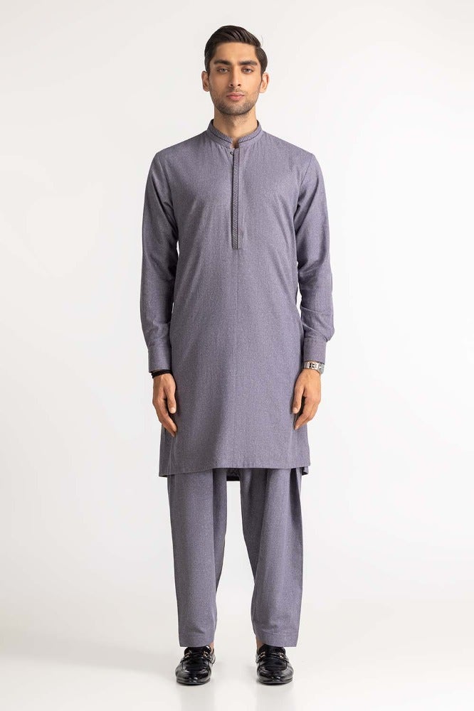 Gul Ahmed Ready to Wear Men's Greyish Blue Styling Suit SK-S23-051