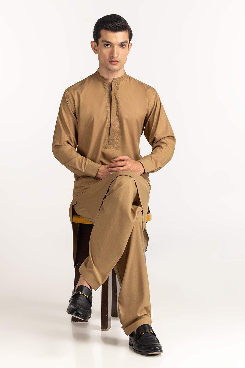 Gul Ahmed Ready to Wear Camel Styling Suit SK-S24-053