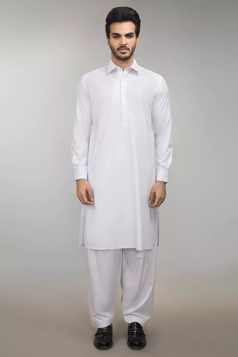 Gul Ahmed Ready to Wear Polyester Viscose Regular Fit Basic Suit White SKP-782