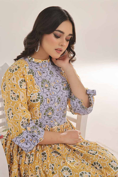 Gul Ahmed 1PC Unstitched Gold Printed Lawn Shirt SL-42035 B