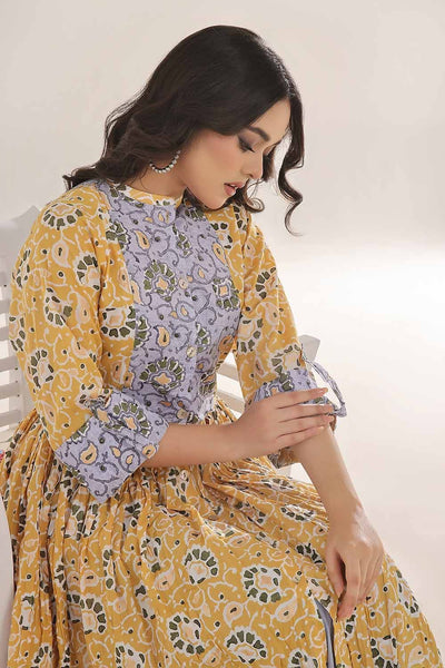 Gul Ahmed 1PC Unstitched Gold Printed Lawn Shirt SL-42035 B