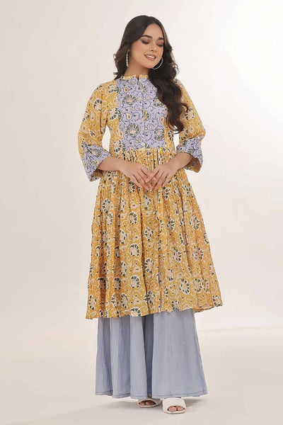 Gul Ahmed 1PC Unstitched Gold Printed Lawn Shirt SL-42035 B