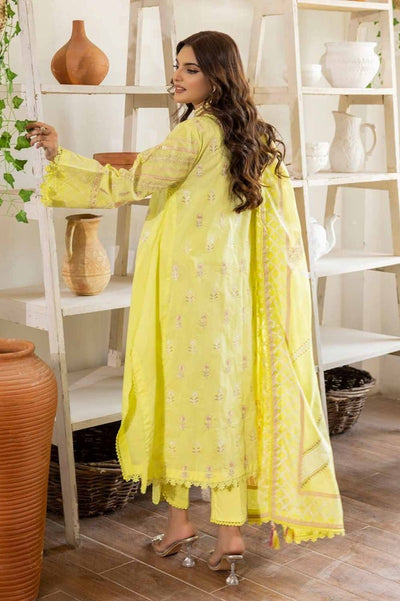Gul Ahmed 3PC Embroidered Lawn Unstitched Suit with Gold and Lacquer Printed Paper Cotton Dupatta - SP-32003