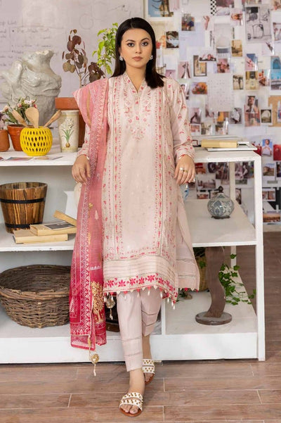 Gul Ahmed 3PC Embroidered Lawn Unstitched Suit with Gold and Lacquer Printed Organza Net Dupatta - SP-32004
