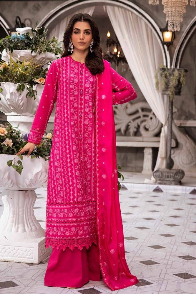 Gul Ahmed 3PC Embroidered Lawn Unstitched Suit with Embroidered Paper Cotton Dupatta - SP-42002