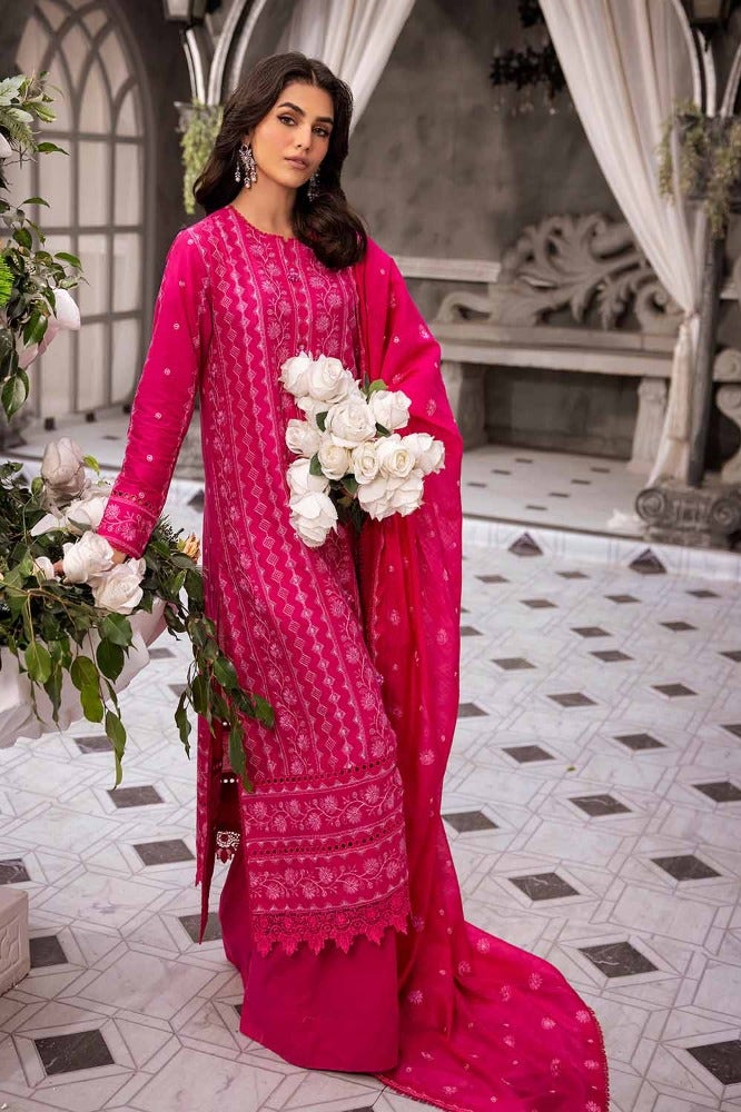 Gul Ahmed 3PC Embroidered Lawn Unstitched Suit with Embroidered Paper Cotton Dupatta - SP-42002