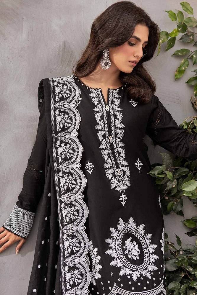 Gul Ahmed 3PC Embroidered Lawn Unstitched Suit with Embroidered Paper Cotton Dupatta - SP-42003