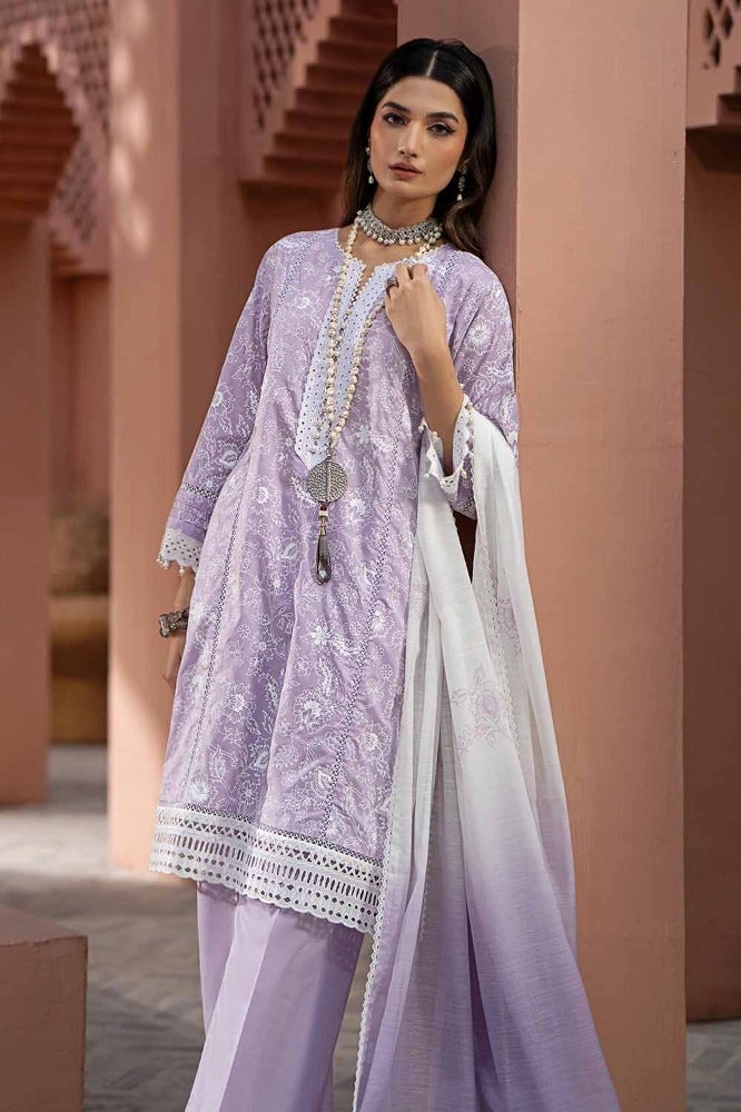 Gul Ahmed 3PC Lacquer Printed Embroidered Lawn Unstitched Suit with Lacquer Printed Paper Cotton Dupatta SP-42015