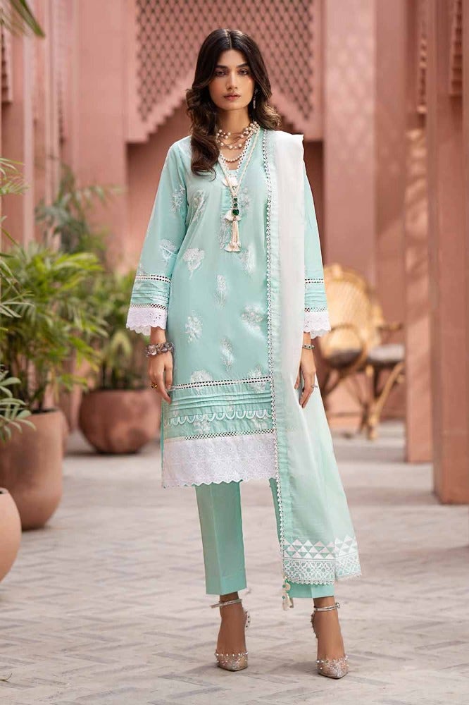 Gul Ahmed 3PC Lacquer Printed Embroidered Lawn Unstitched Suit with Lacquer Printed Paper Cotton Dupatta SP-42018