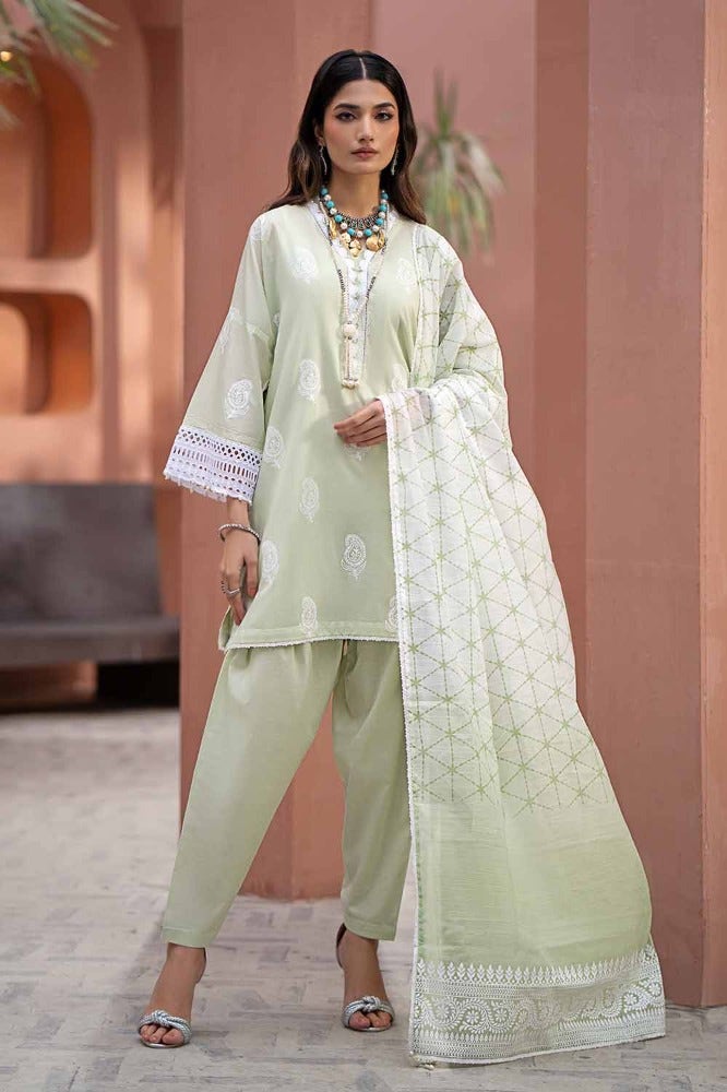 Gul Ahmed 3PC Lacquer Printed Embroidered Lawn Unstitched Suit with Lacquer Printed Paper Cotton Dupatta SP-42019