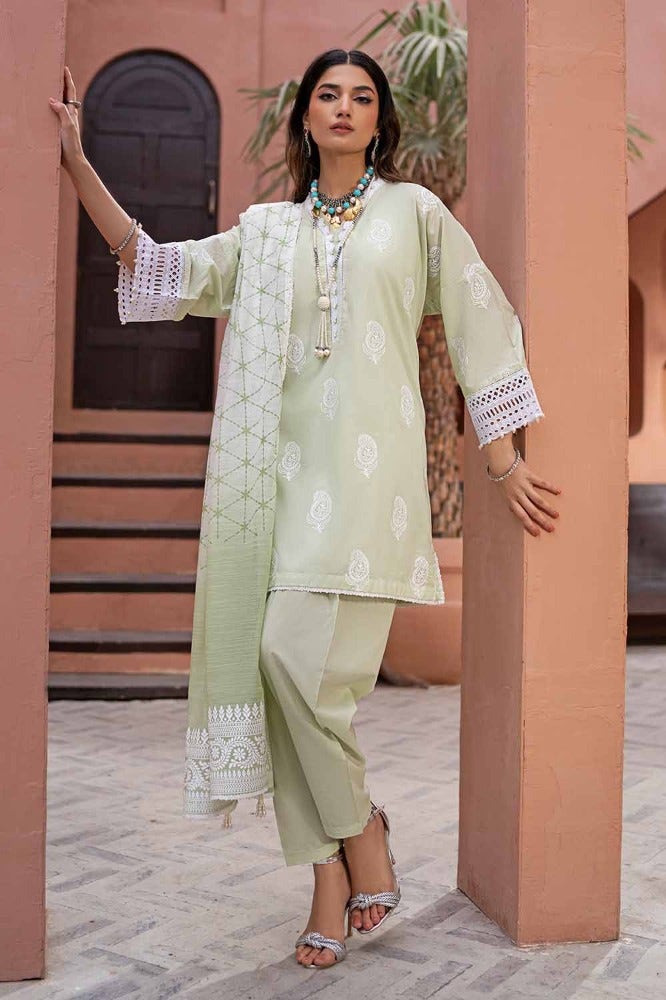 Gul Ahmed 3PC Lacquer Printed Embroidered Lawn Unstitched Suit with Lacquer Printed Paper Cotton Dupatta SP-42019