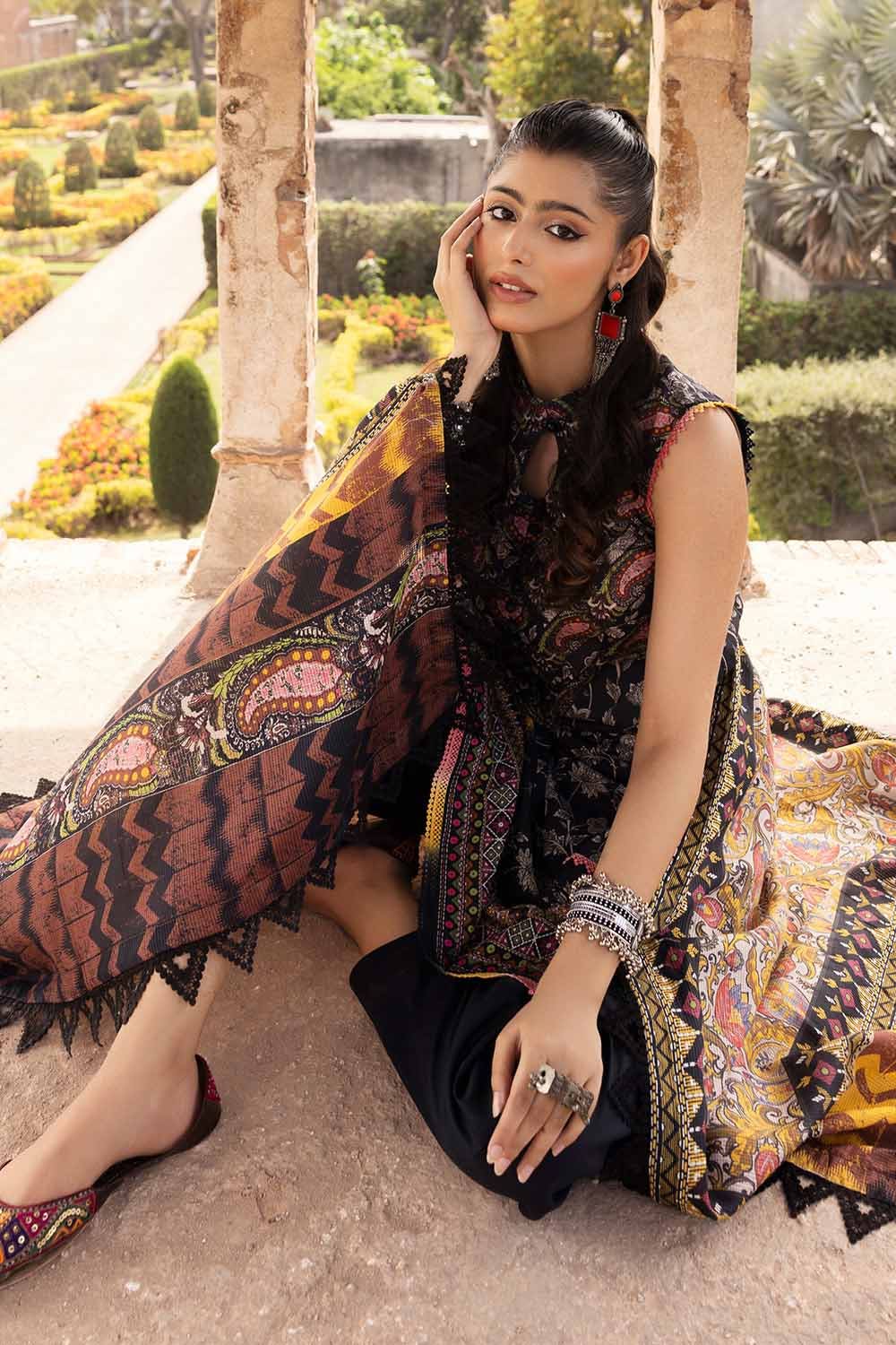 Gul Ahmed 3PC Unstitched Printed Lawn Suit with Woven Stripe Dupatta SP-42041