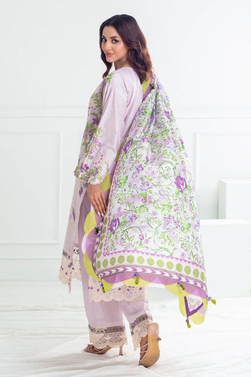 Gul Ahmed 3 Piece Unstitched Embroidered Lawn Suit with Printed Tussar Silk Dupatta SP-52025