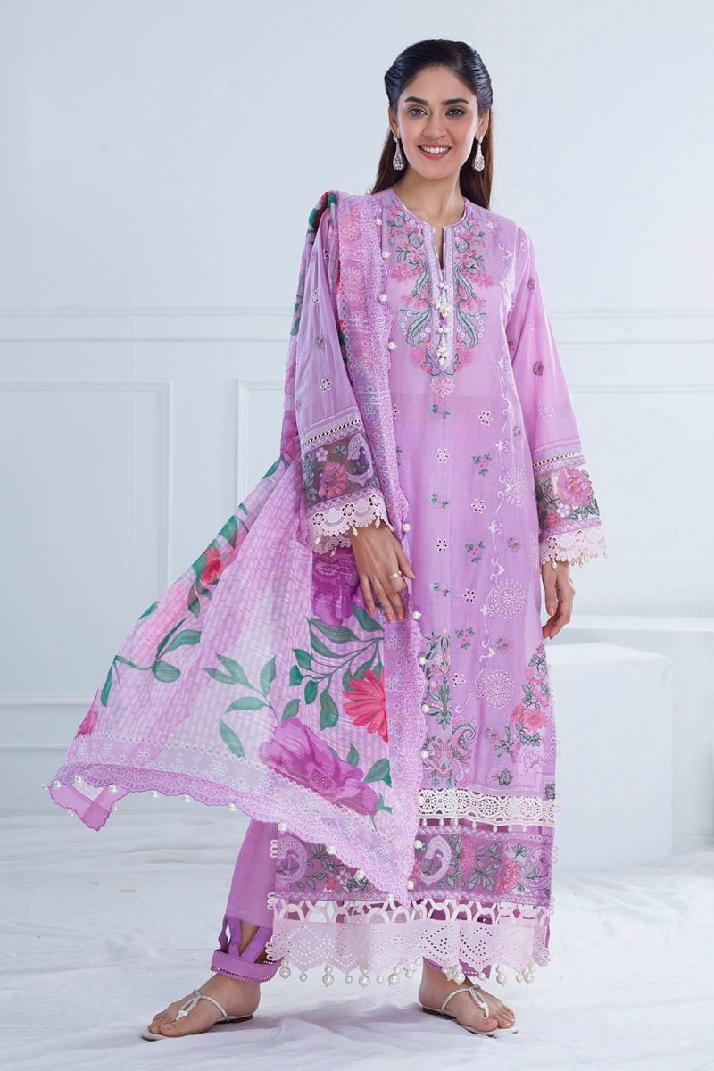 Gul Ahmed 3 Piece Unstitched Embroidered Lawn Suit with Paper Cotton Dupatta SP-52042