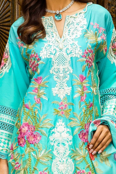 Gul Ahmed 3 Piece Unstitched Embroidered Printed Lawn Suit with Printed Tussar Silk Dupatta SP-52045