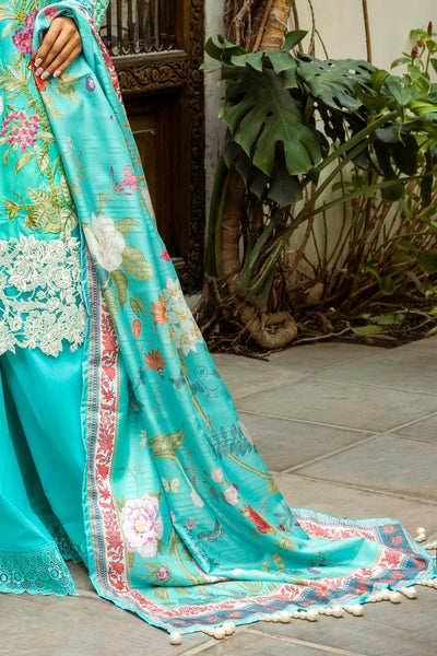 Gul Ahmed 3 Piece Unstitched Embroidered Printed Lawn Suit with Printed Tussar Silk Dupatta SP-52045