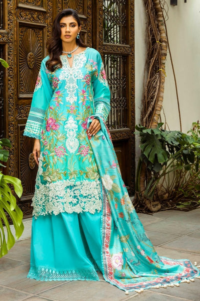 Gul Ahmed 3 Piece Unstitched Embroidered Printed Lawn Suit with Printed Tussar Silk Dupatta SP-52045