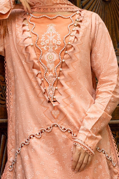 Gul Ahmed 3 Piece Unstitched Gold Lacquer Printed Suit with Burnout Silk Dupatta SP-52046