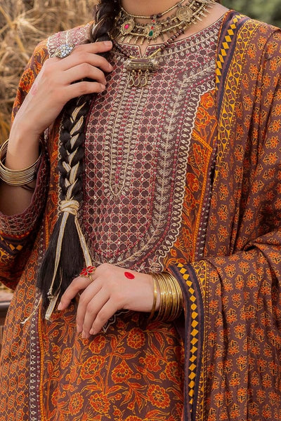 Gul Ahmed 3 Piece Unstitched Embroidered Raw Silk Printed Suit SP-52073