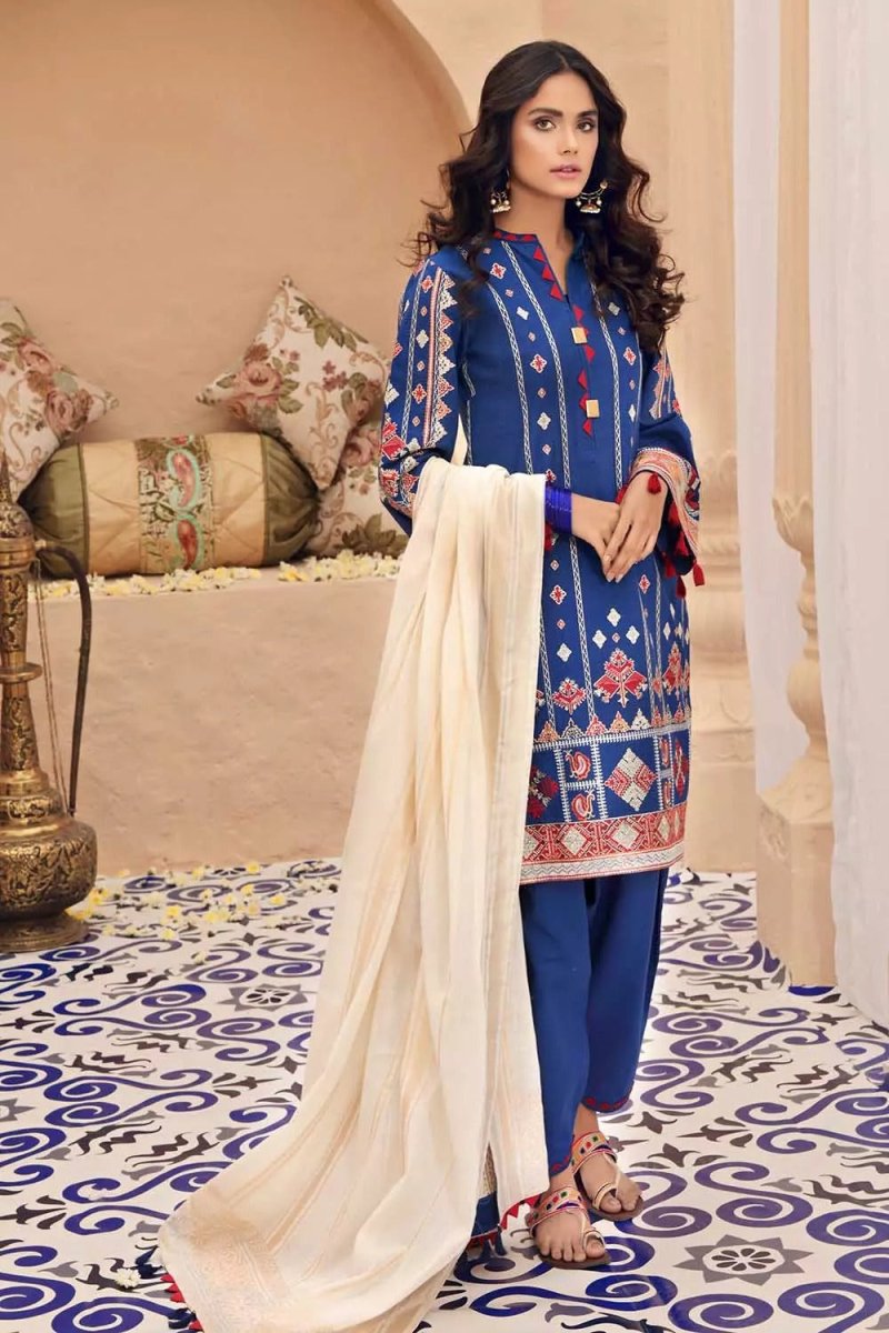 Gul Ahmed 3PC Unstitched Zari Lawn Suit With Jacquard Dupatta SP-62