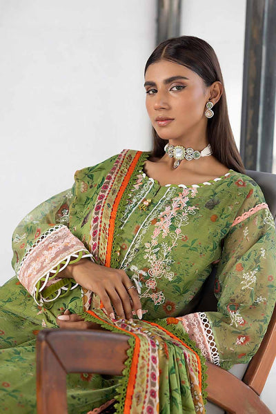 Gul Ahmed 3PC Embroidered Digital Printed Cotton Net Unstitched Suit with Digital Printed Silk Dupatta with Lace SSM-32031