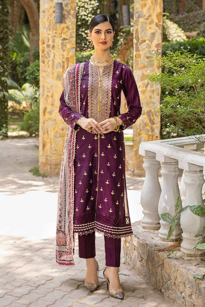 Gul Ahmed 3PC Embroidered Cambric Unstitched Suit with Tissue Silk Dupatta SSM-32033