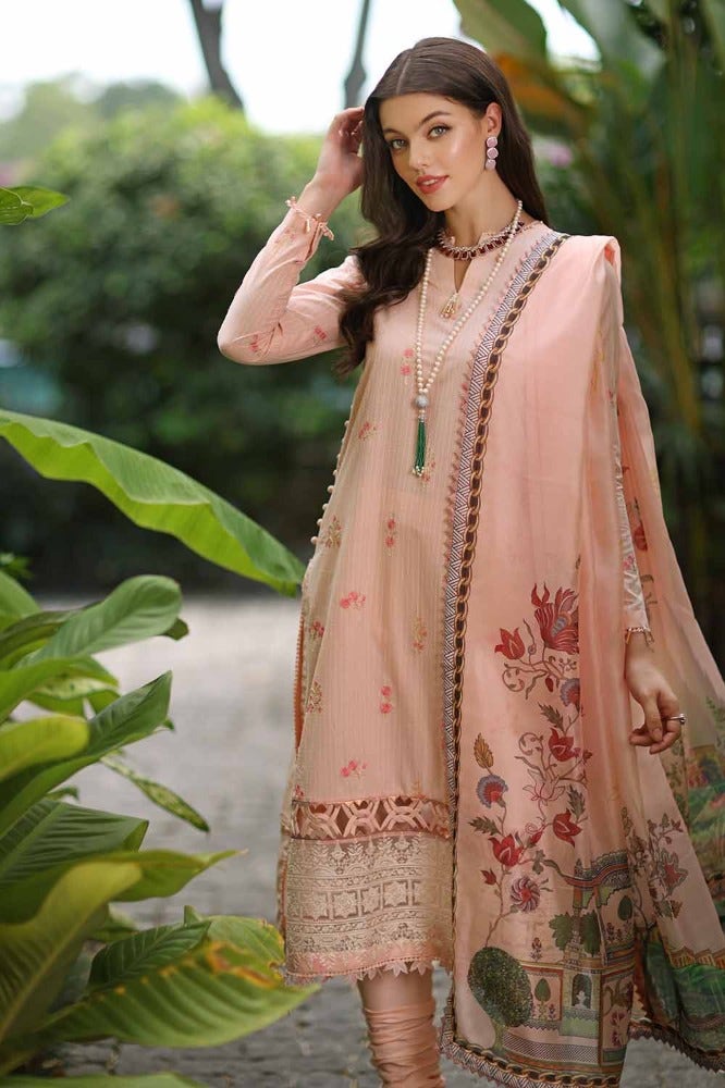 Gul Ahmed 3PC Embroidered Dobby Unstitched Suit with Digital Printed Tissue Silk Dupatta - SSM-42003