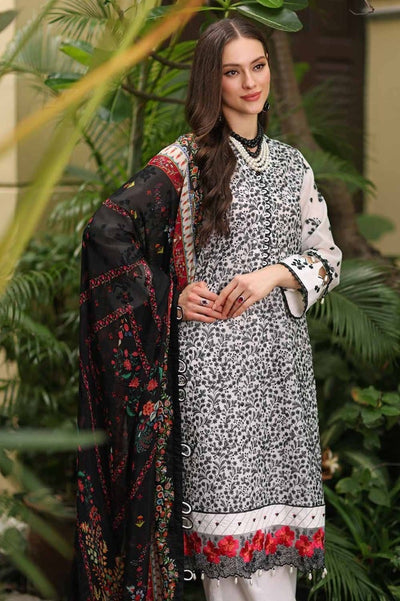 Gul Ahmed 3PC Embroidered Paper Cotton Unstitched Suit with Digital Printed Silk Dupatta and Inner - SSM-42007