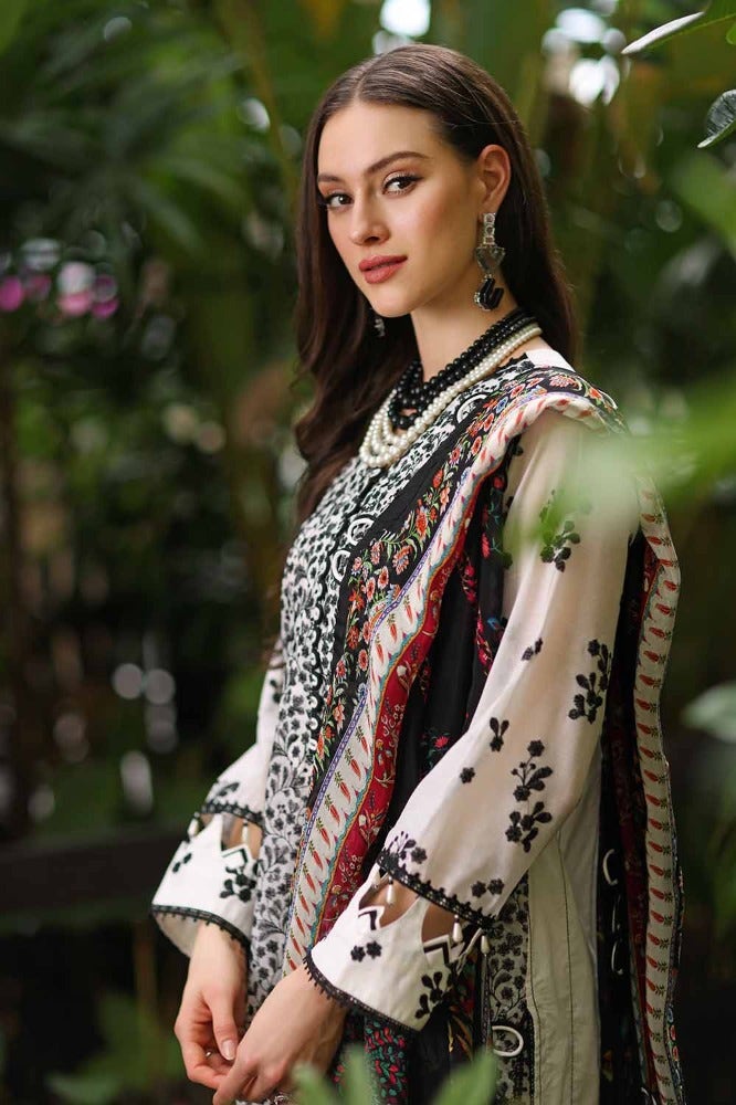 Gul Ahmed 3PC Embroidered Paper Cotton Unstitched Suit with Digital Printed Silk Dupatta and Inner - SSM-42007