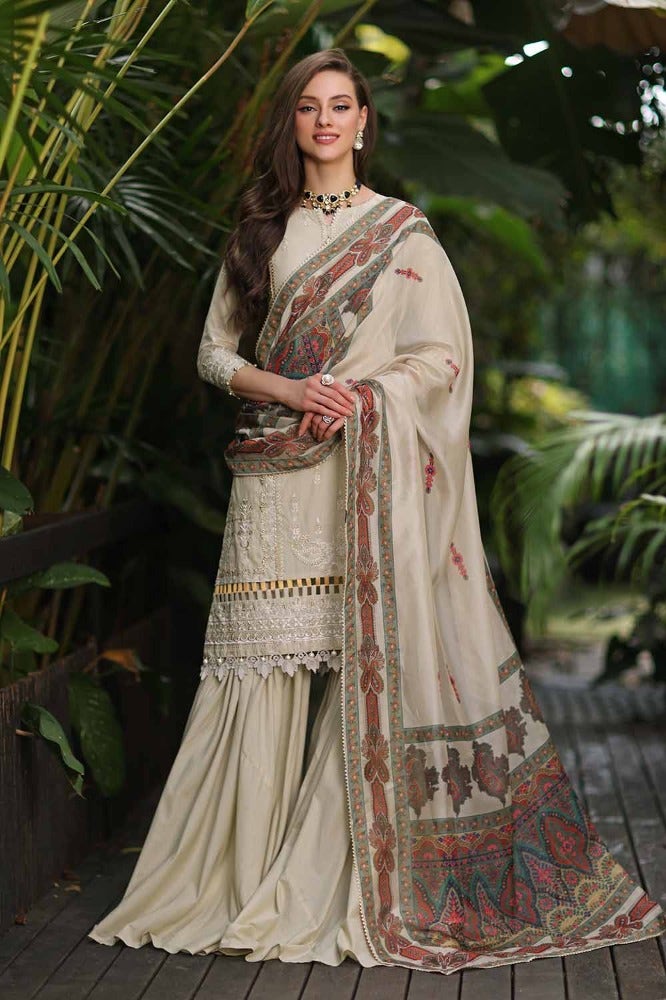 Gul Ahmed 3PC Embroidered Lawn Unstitched Suit with Digital Printed Tissue Silk Dupatta - SSM-42011