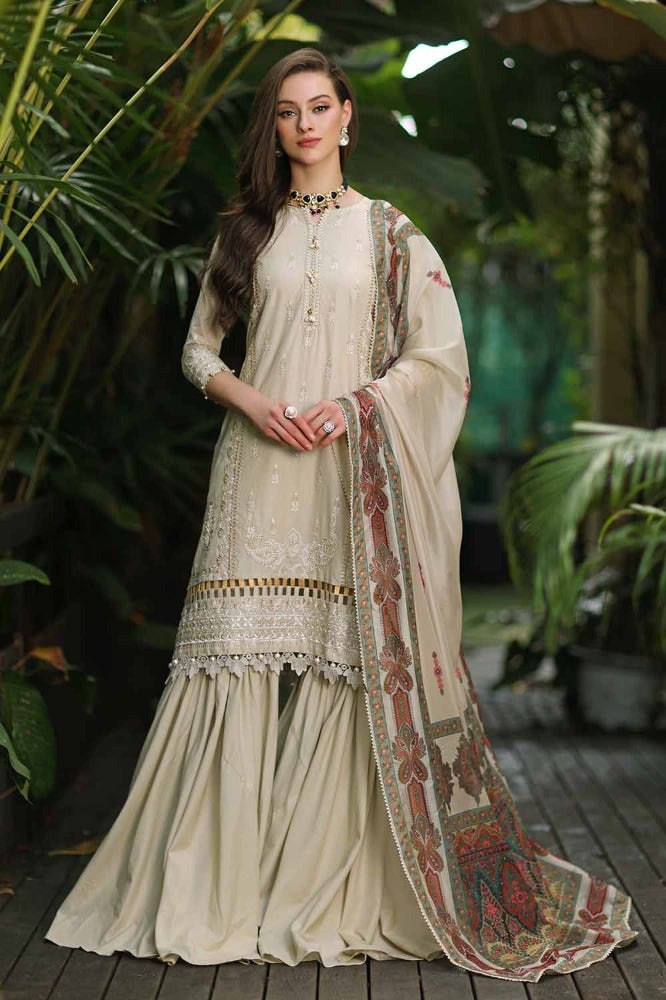 Gul Ahmed 3PC Embroidered Lawn Unstitched Suit with Digital Printed Tissue Silk Dupatta - SSM-42011