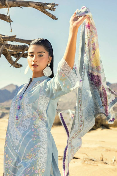 Gul Ahmed 3 Piece Unstitched Embroidered Lawn Suit with Printed Tissue Silk Dupatta SSM-52002