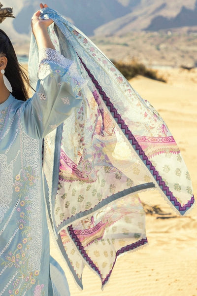 Gul Ahmed 3 Piece Unstitched Embroidered Lawn Suit with Printed Tissue Silk Dupatta SSM-52002