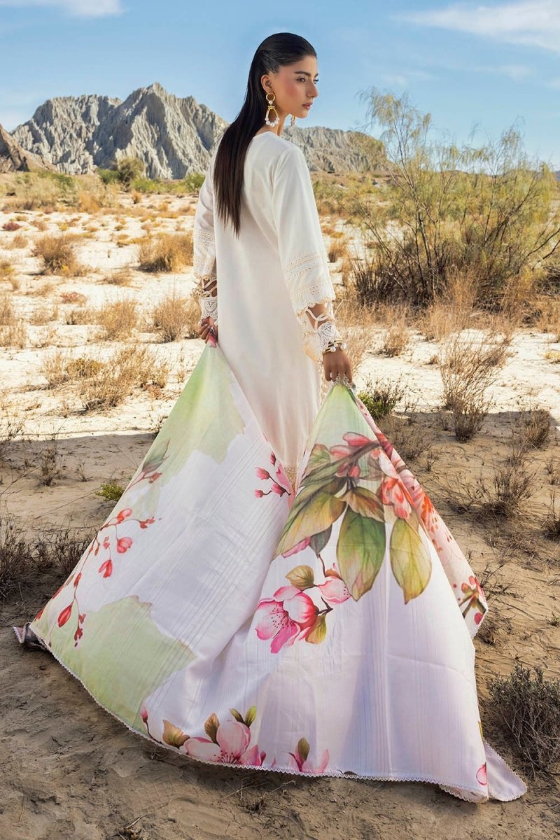Gul Ahmed 3 Piece Unstitched Embroidered Lawn Suit with Printed Tissue Silk Dupatta SSM-52005