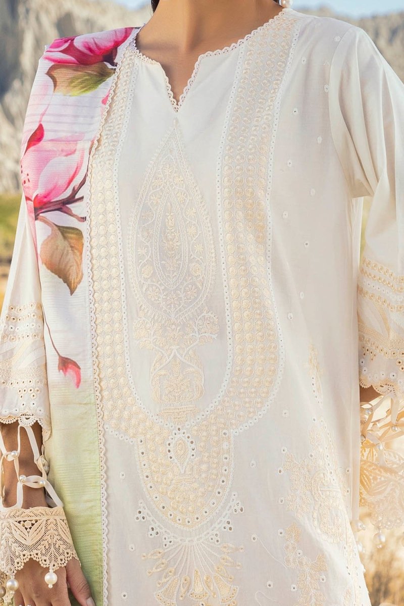 Gul Ahmed 3 Piece Unstitched Embroidered Lawn Suit with Printed Tissue Silk Dupatta SSM-52005